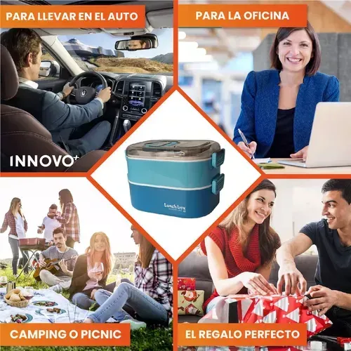 Portacomida Recipiente Tupp Con División Libre Bpa Con Cubiertos Innovo Home