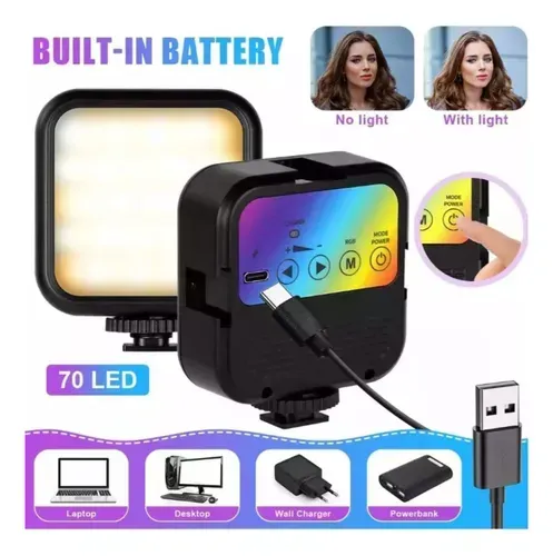 Luz Led Celular Cámara Video Rgb Portable Spot Recargable