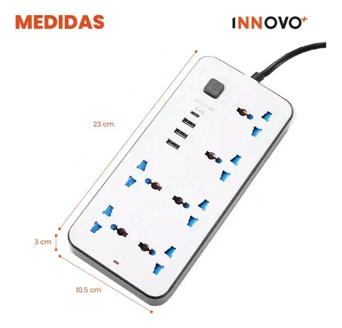 Multitoma Extensión Protección 10 En 1 Usb / Usb C Innovo