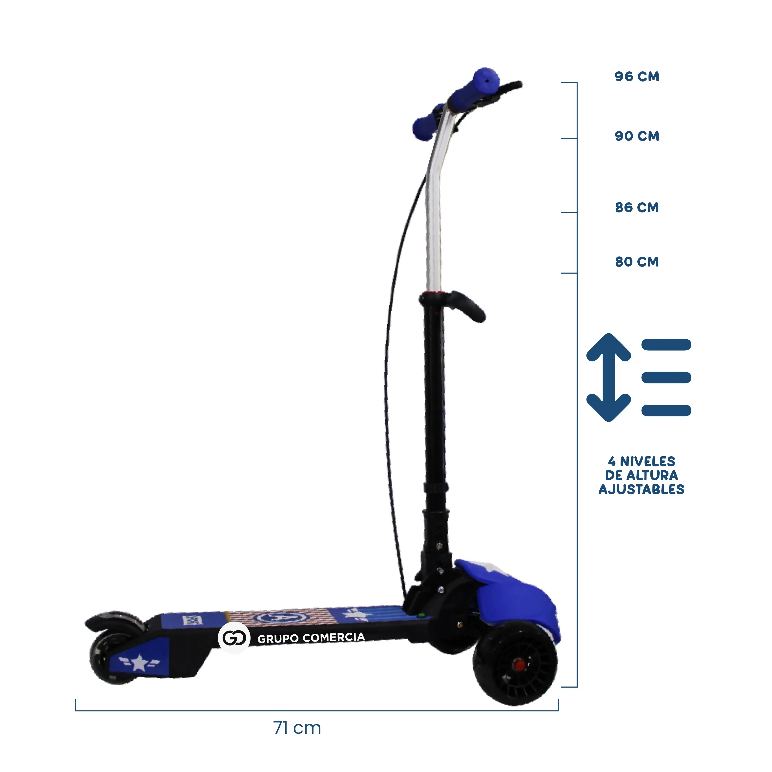 Patineta Para Niño Con Luz Sonido Metálica Hasta 80 Kilos