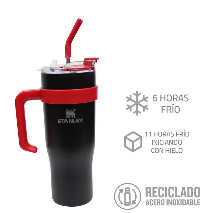 Vaso Termo Portable Stanley Negro Bicolor Conserva Calor Frio Pitillo