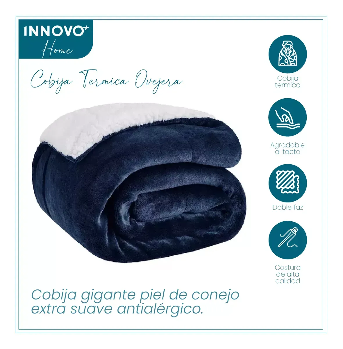 Cobija Térmica Ovejera 180 X 240 Cm Suave Terciopelo Innovo