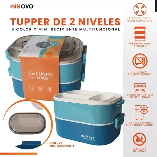 Portacomida Recipiente Tupp Con División Libre Bpa Con Cubiertos Innovo Home