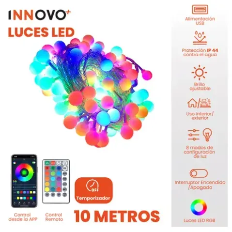 Luces Navideñas Control Remoto App 10m Rgb Secuencial