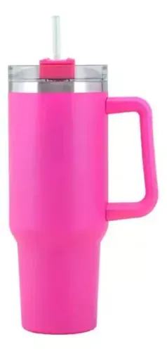 Termo Vaso Conserva Temperatura 1.200ml Acero Inoxidable Innovo Con Pitillo Vaso Portable Rosa Fuerte