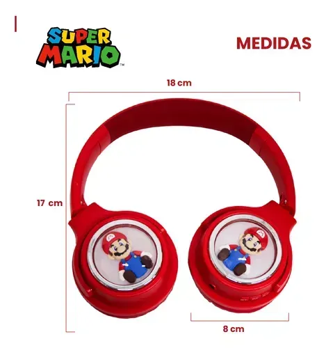 Audífonos Diadema Bluetooth Para Niños Super Mario Bross