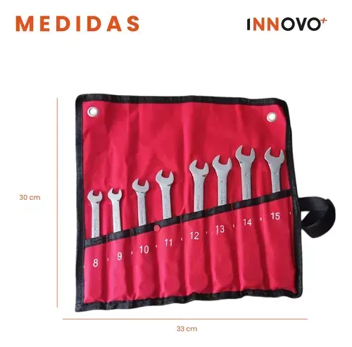 Juego Set Llaves Mixtas Chrome Vanadium 8 Pz Rache Estuche