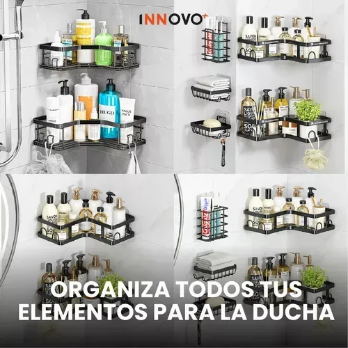 Set Organizador De Baño 5 Piezas Esquinero Acero Se Instala Fácil Resiste Hasta 15 Kg