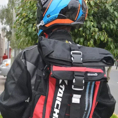 Morral Maleta Motociclista Impermeable Reflectiva Luz Ip66