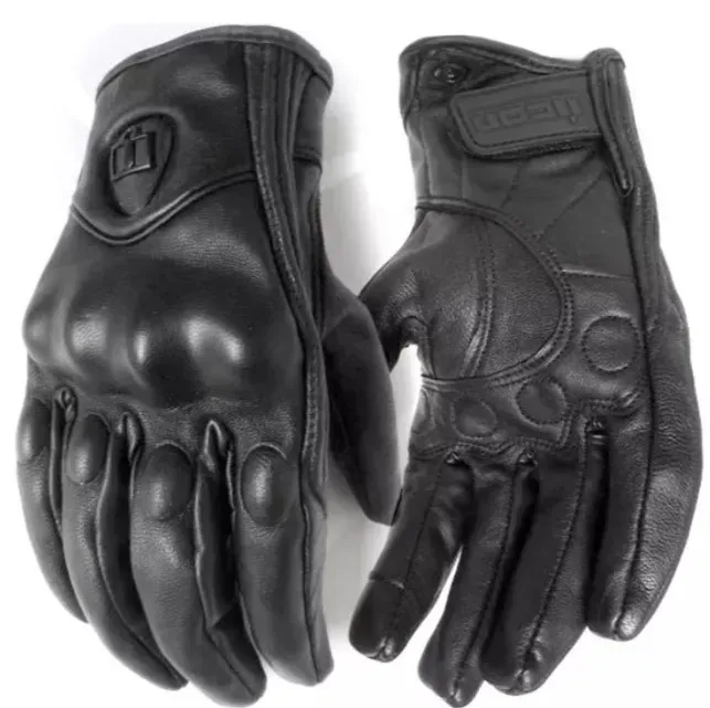 Guantes Icon Persuit Liso O Perforado Cuero Moto Protección