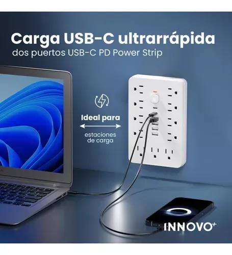 Multitoma Extensión Proteccion De Picos 17 En 1 Usb / Usb C