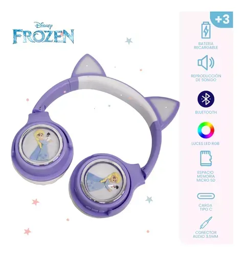 Audifonos Para Niñas Princesas Con Luz Rgb Bluetooth