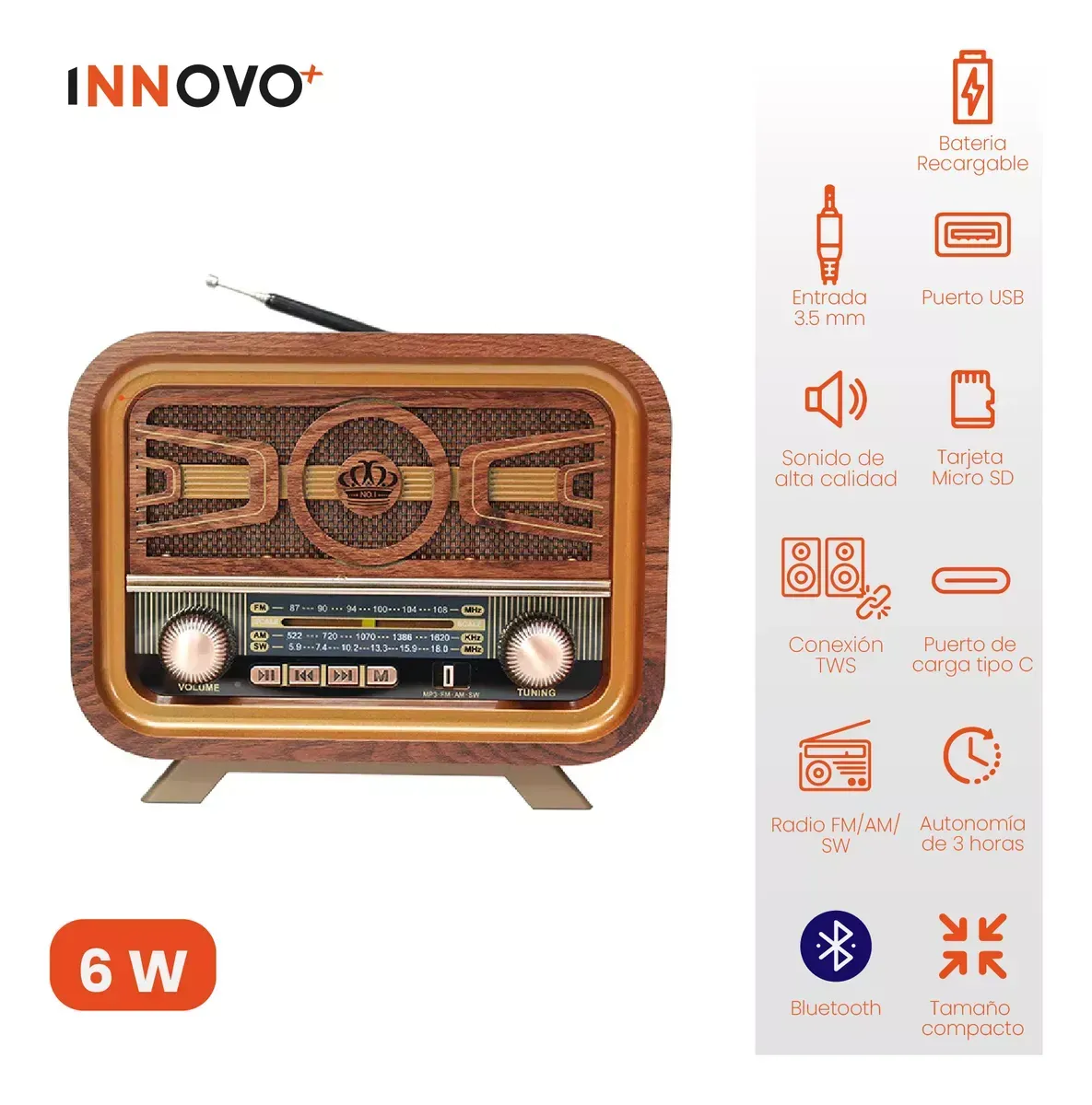 Radio Vintage Retro Am/fm Meier Recargable Bluetooth