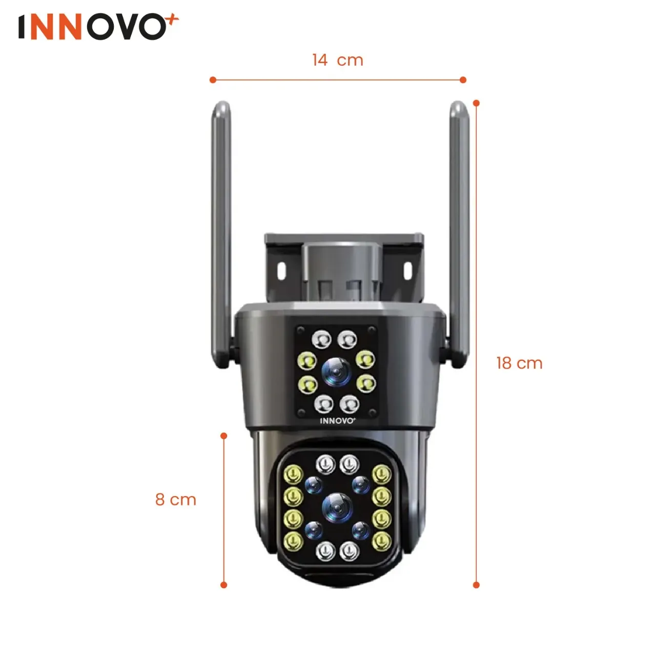 Cámara Ip Exterior Doble Lente Wifi Vision Nocturna 360 V380 Color Negro