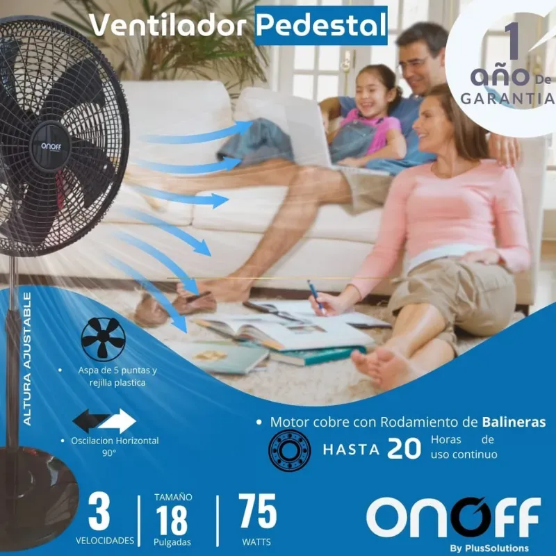 Ventilador Pedestal Onoff By Plus Solution 18" 