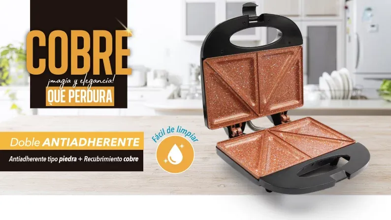 Sanduchera HOME ELEMENTS 2 Puesto doble Antiadherente