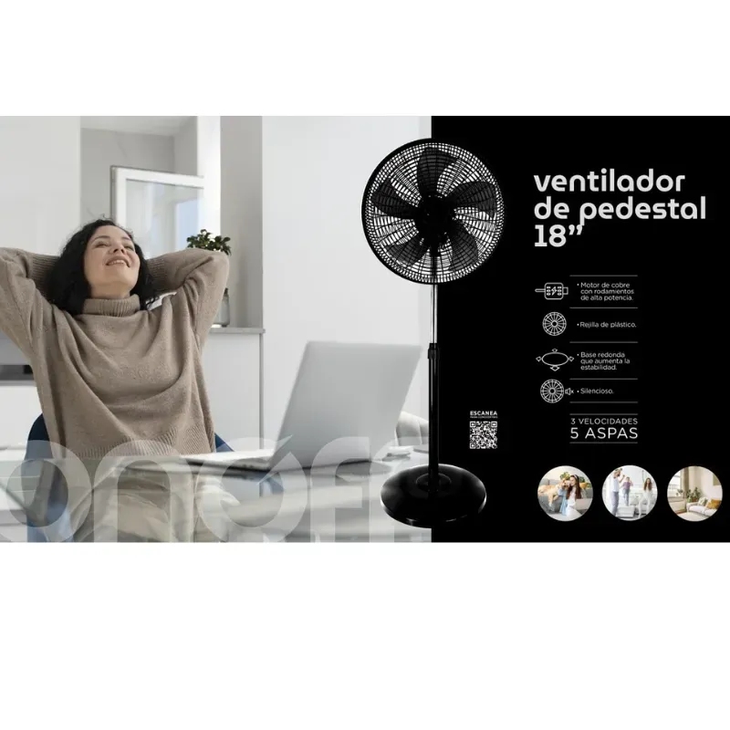 Ventilador Pedestal Onoff By Plus Solution 18" 