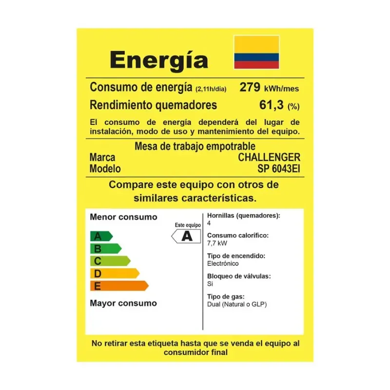 Estufa De Empotrar en Acero Inoxidable CHALLENGER De Cuatro Puestos De 58.5cm Gas Natural – SP6043