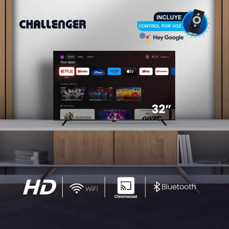 Televisor CHALLENGER De 32 Pulgadas Led 32KG84 BT T2