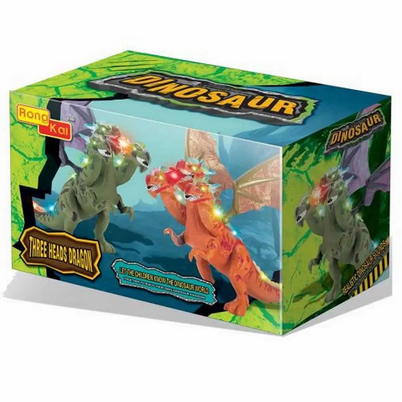 Dragón Dinosaurio Tres Cabezas Hydra Luces Sonidos + Bateria