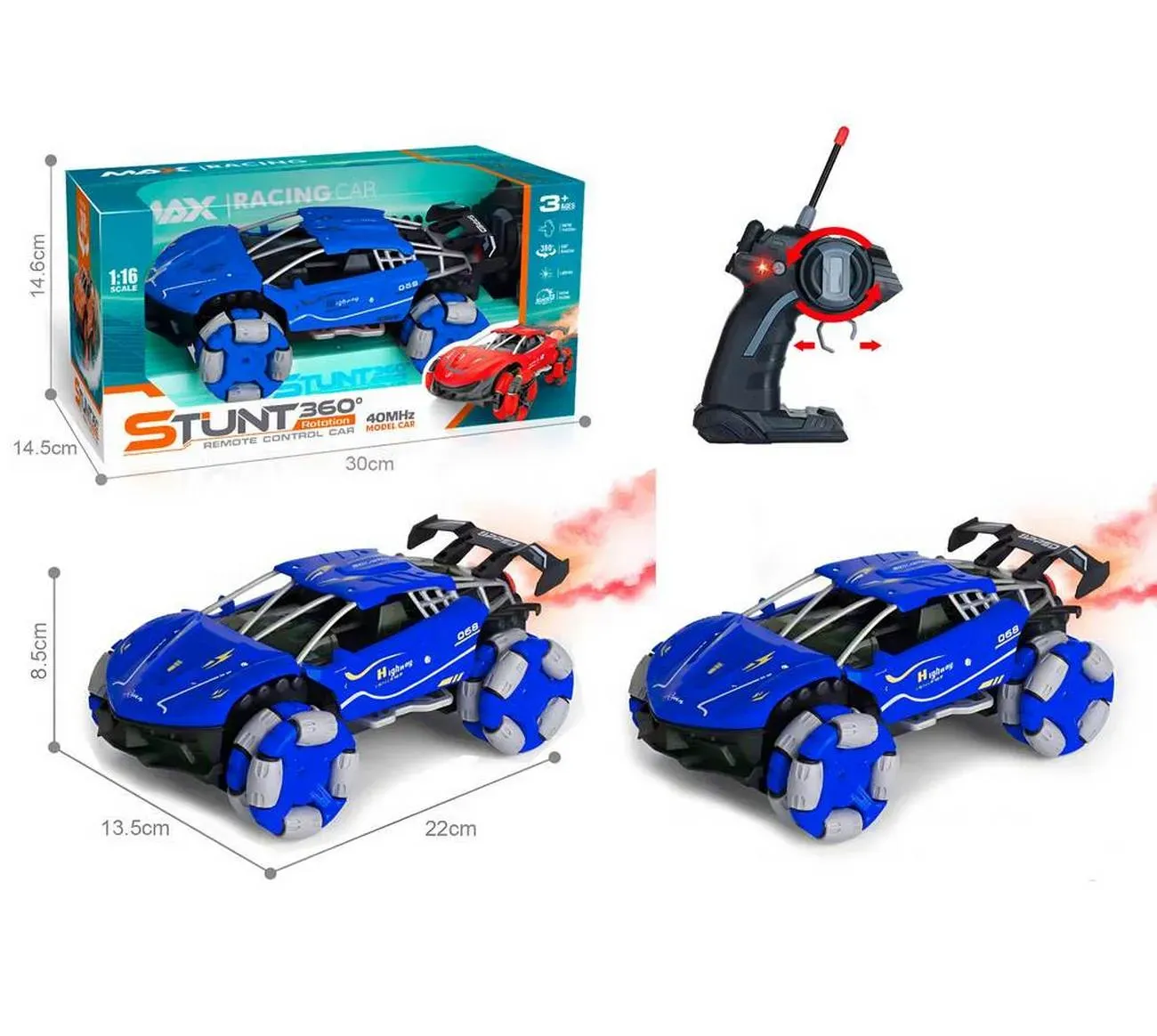 Carro Stunt 360 Grados Recargable Luces Control Remoto Niño