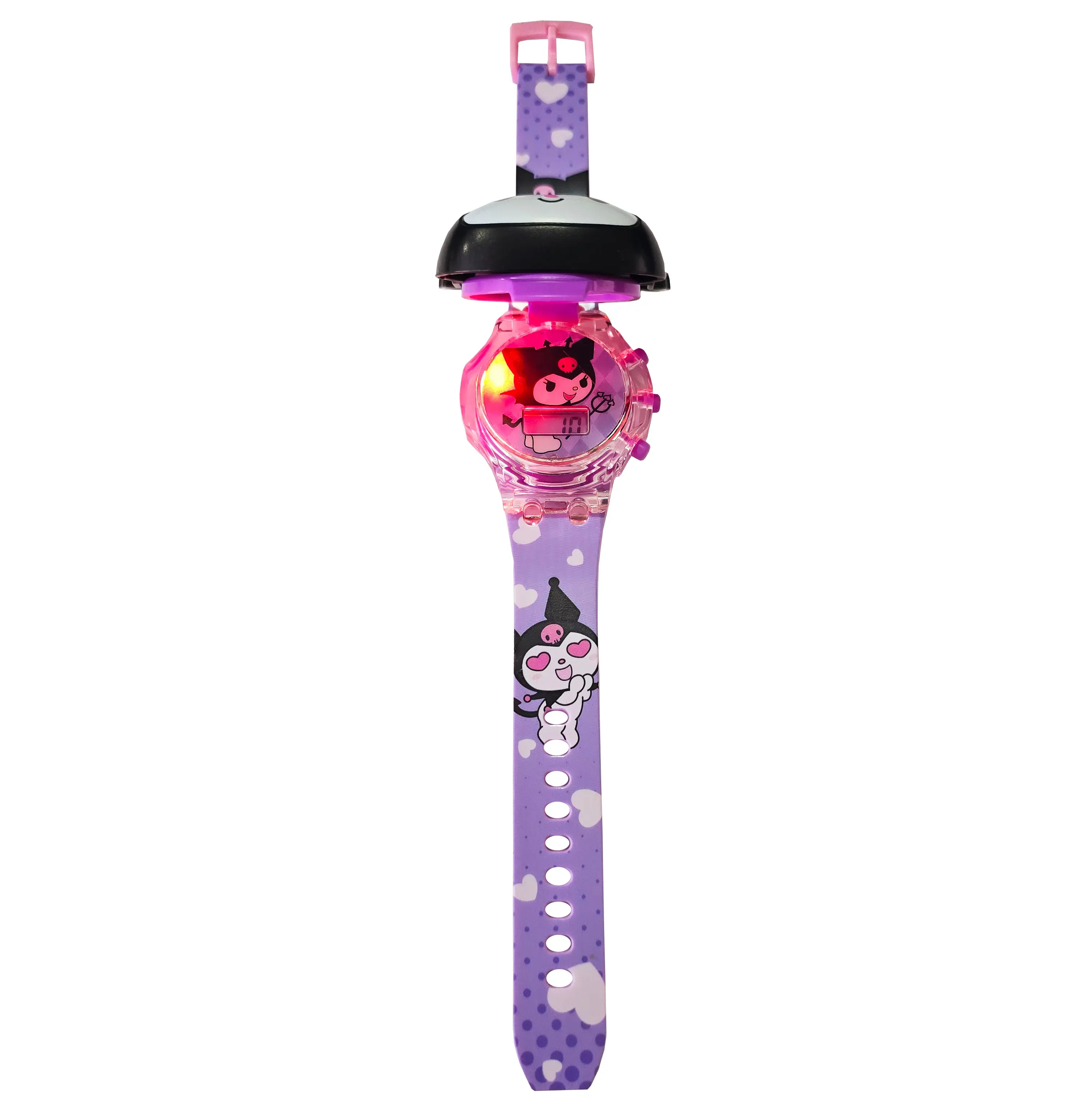 Reloj Niñas Digital Luces Sonido Tapa Infantil Kuromi Anime