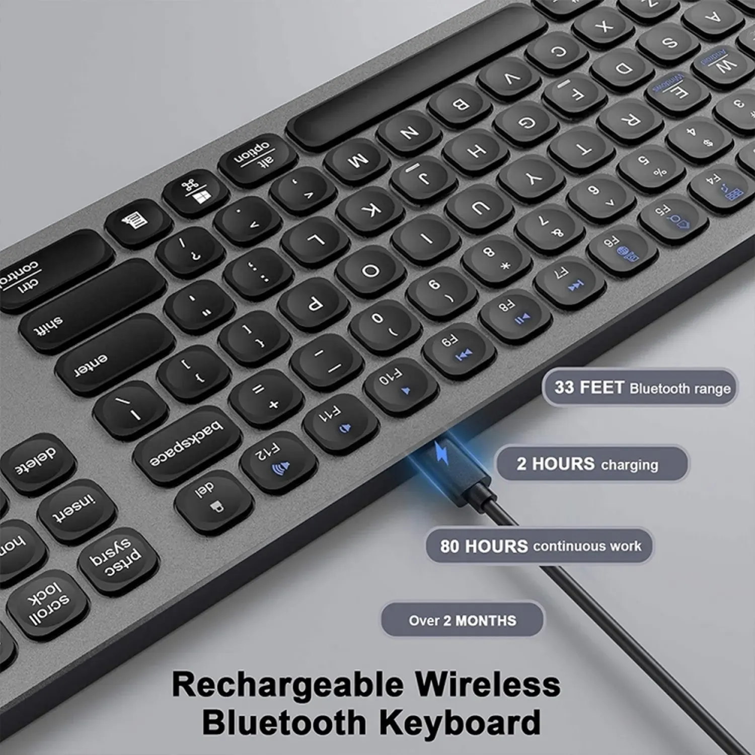 Teclado Inalambrico Recargable Bluetooth Aluminio Profesiona