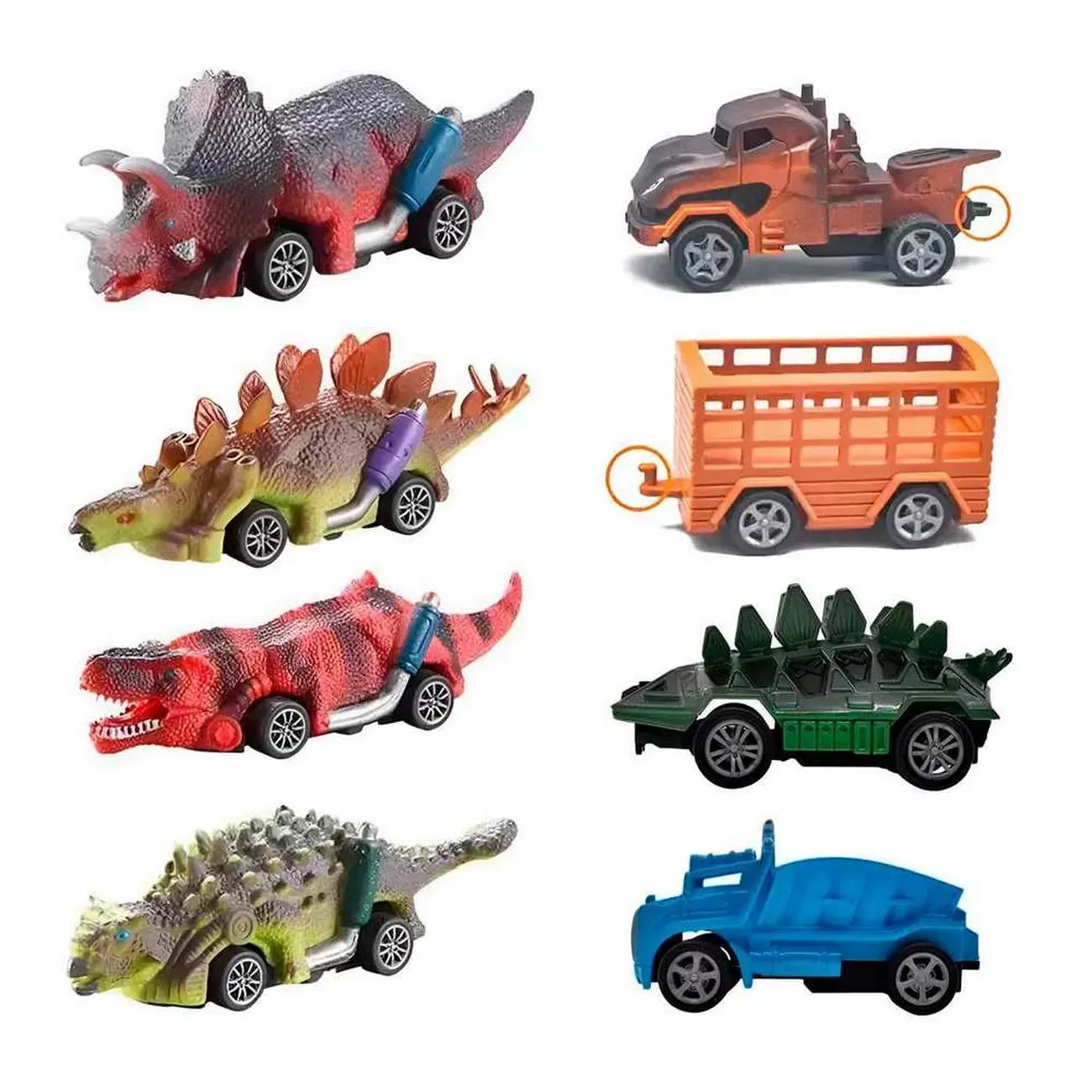 Carros De Impulso Dinosaurio Juguete Interactivo X 8 Unidade