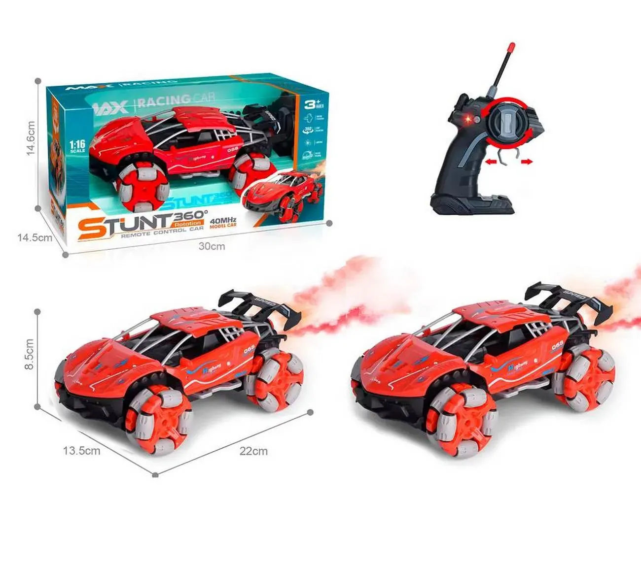 Carro Stunt 360 Grados Recargable Luces Control Remoto Niño