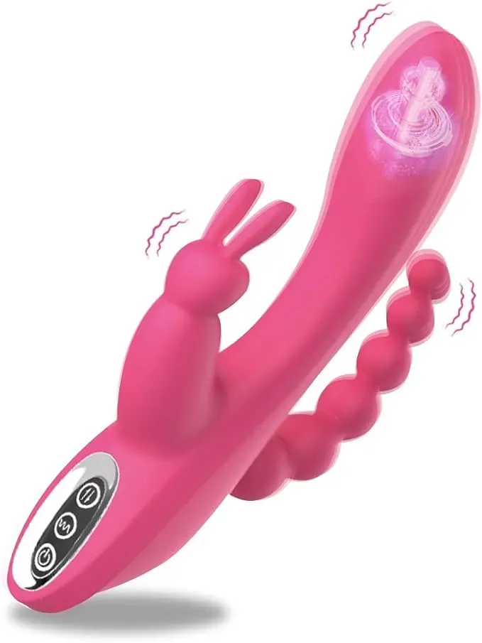 Vibrador Vaginal, Vibrador Anal Recargable, Triples Estimulacion Silicona Medica Varias Velocidades