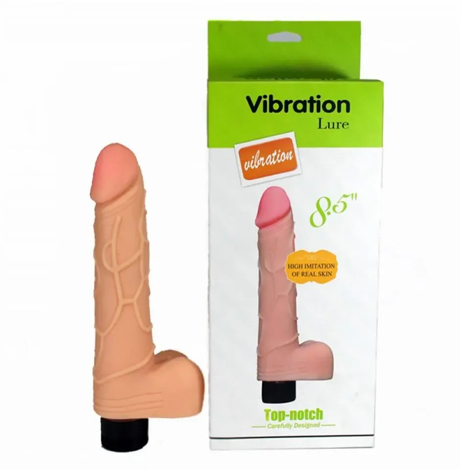 Consolador Vibrador Silicona Suave Con Testiculos, Multiples Velocidades 20cm