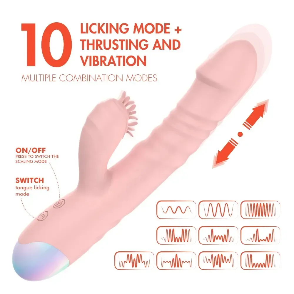 Vibrador Con Movimiento Puntog, Rabbit Lengueteador Recargable