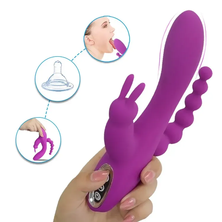 Vibrador Vaginal, Vibrador Anal Recargable, Triples Estimulacion Silicona Medica Varias Velocidades