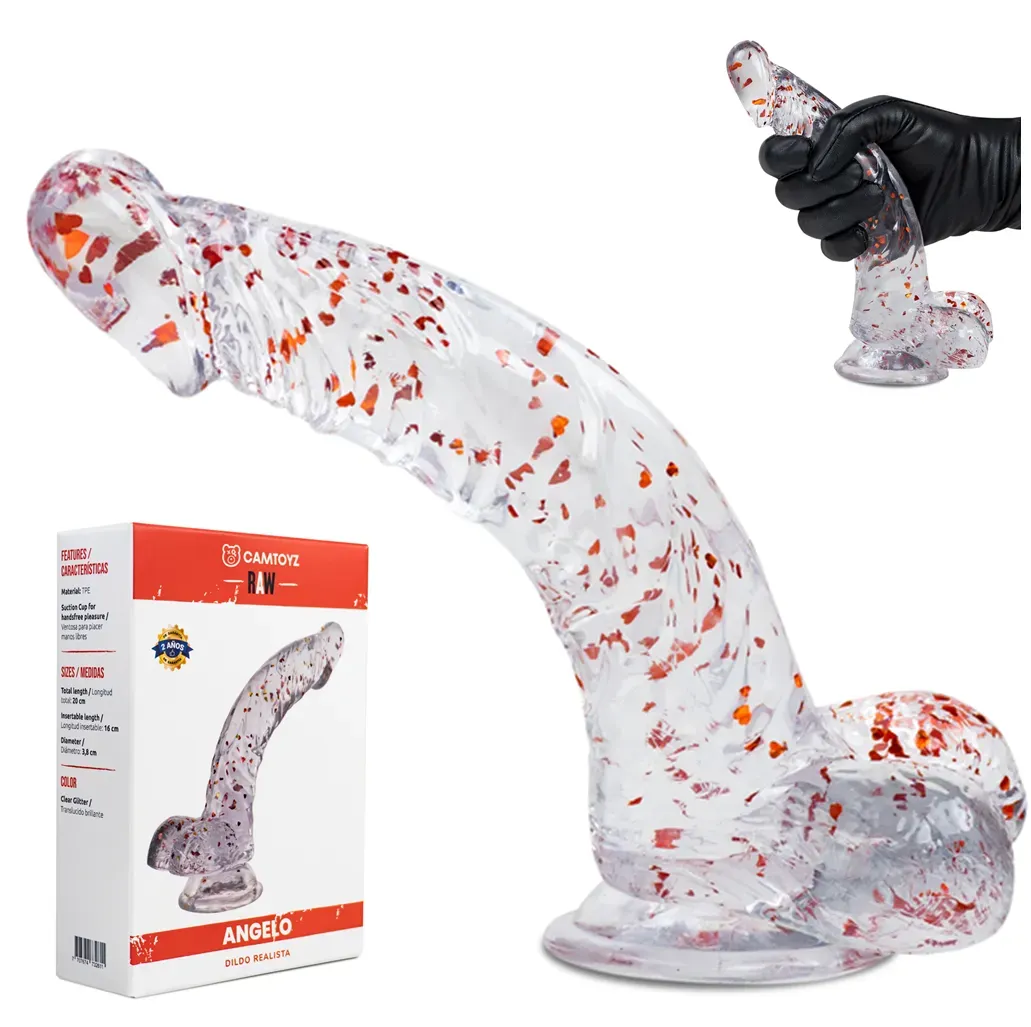 Consolador Con Chupa Confetti, Dildo Con Ventosa 19cm