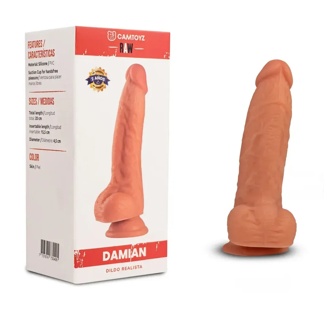 Consolador Realista con Chupa, Consolador Grueso, Dildo Con Ventosa 19cm