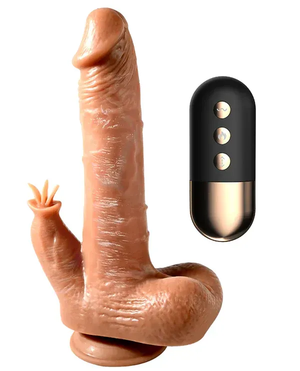 Consolador Realista Empuje, Dildo Realista Vibrador Y Movimiento, Con Chupa A Control Remoto