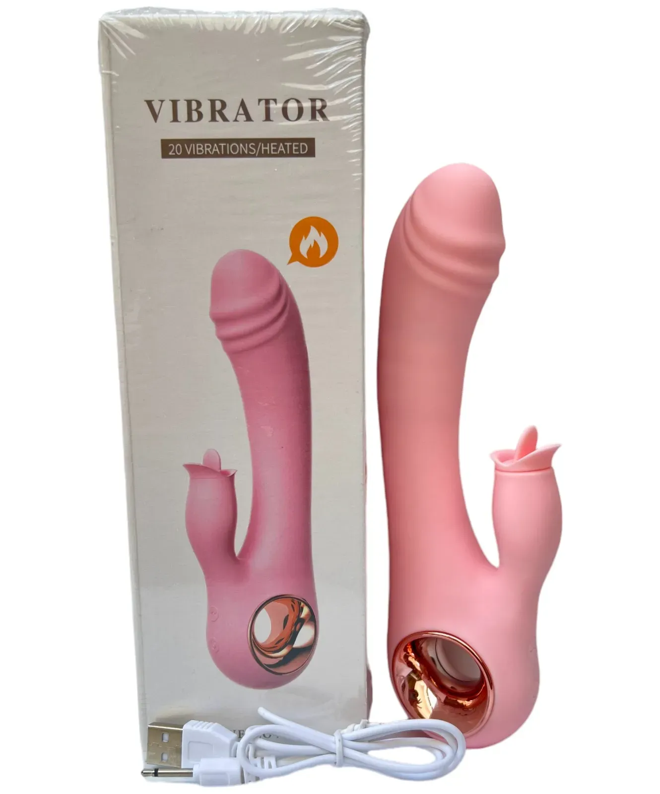 Vibrador Doble Puntog, Vibrador Vaginal Recargable, Lengua Vibradora