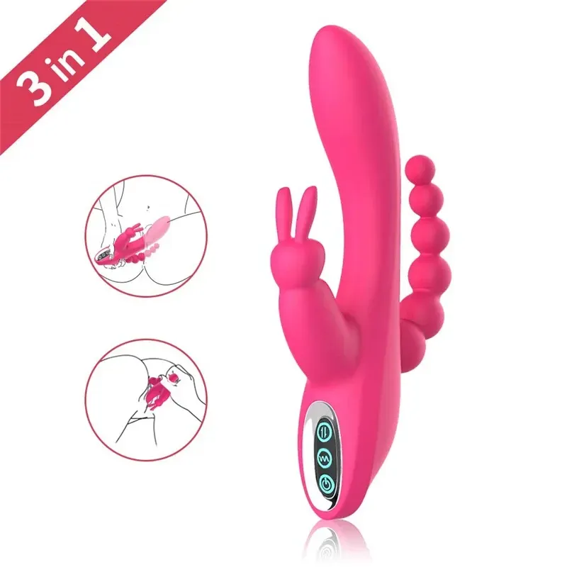 Vibrador Vaginal, Vibrador Anal Recargable, Triples Estimulacion Silicona Medica Varias Velocidades