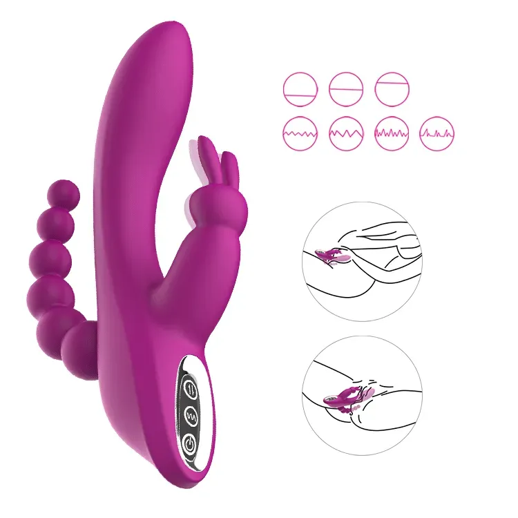 Vibrador Vaginal, Vibrador Anal Recargable, Triples Estimulacion Silicona Medica Varias Velocidades