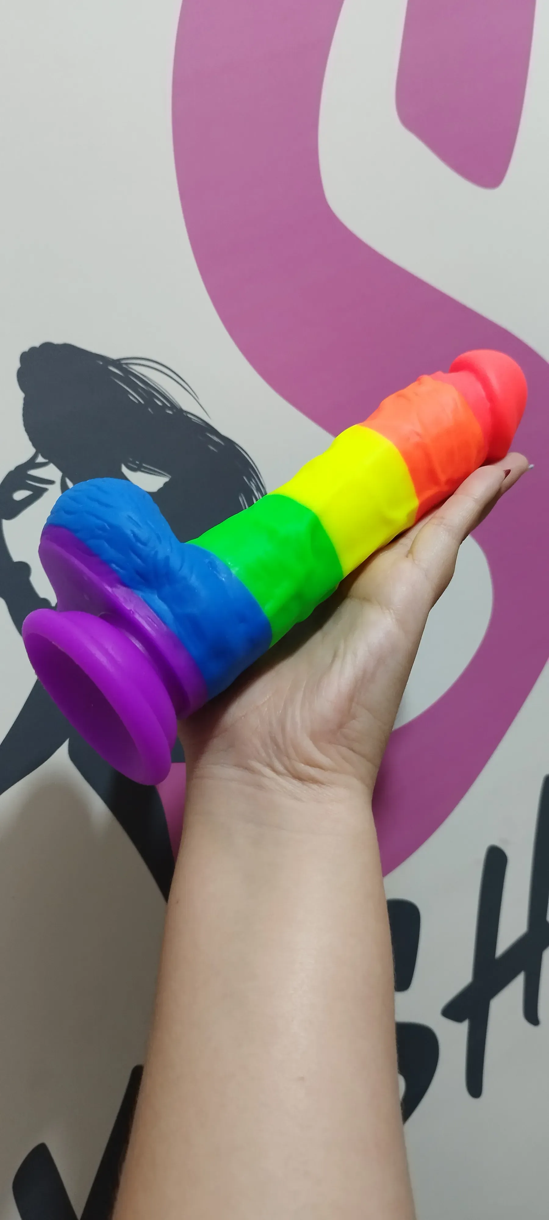 Consolador Arcoiris Con Chupa, Dildo Con Ventosa 20cm