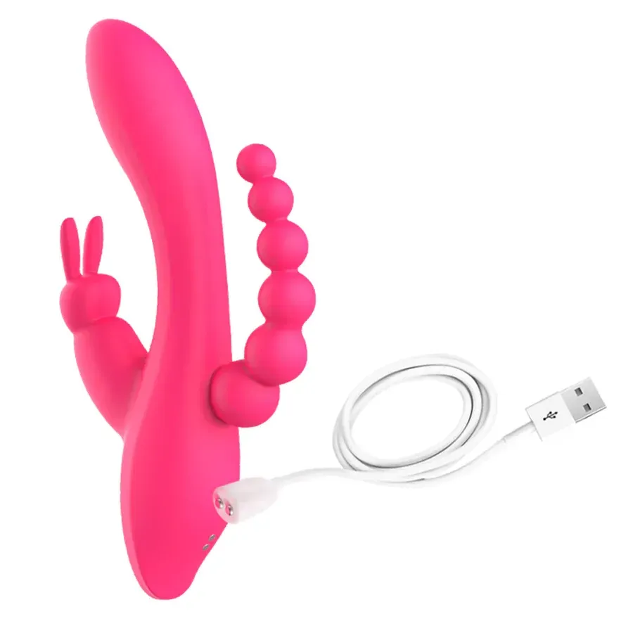 Vibrador Vaginal, Vibrador Anal Recargable, Triples Estimulacion Silicona Medica Varias Velocidades