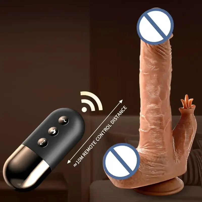 Consolador Realista Empuje, Dildo Realista Vibrador Y Movimiento, Con Chupa A Control Remoto