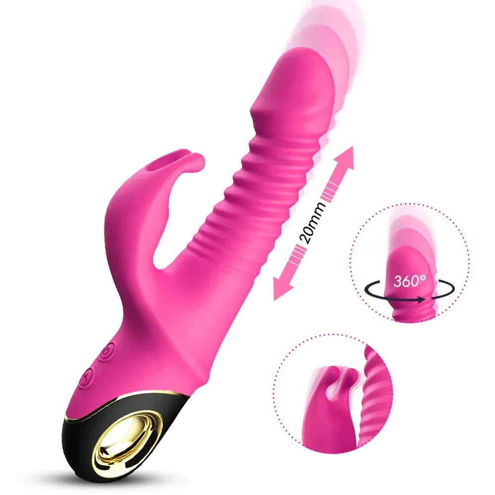 Vibrador Vaginal Puntog Doble Recargable, Silicona Medica, Con Empuje, Giro y Movimiento