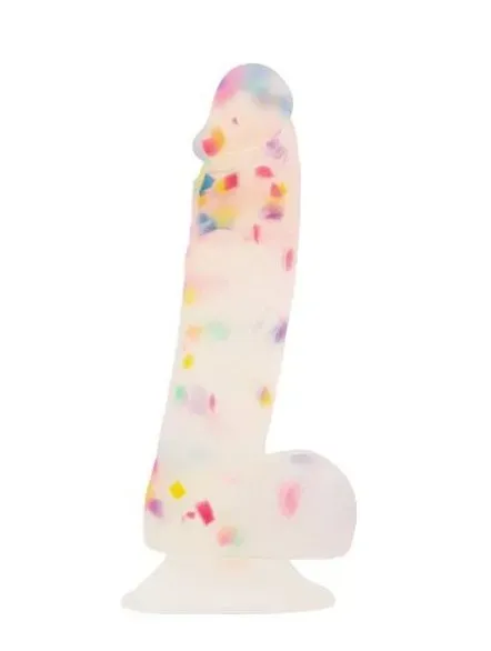 Consolador Realista Luminoso Confetti, Dildo Con Ventosa 19cm