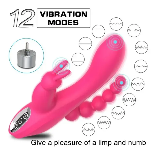 Vibrador Vaginal, Vibrador Anal Recargable, Triples Estimulacion Silicona Medica Varias Velocidades