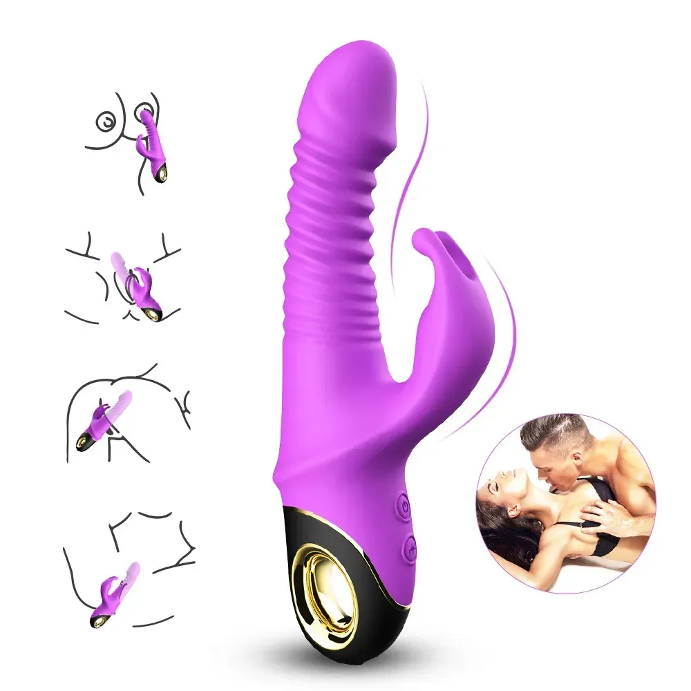 Vibrador Vaginal Puntog Doble Recargable, Silicona Medica, Con Empuje, Giro y Movimiento