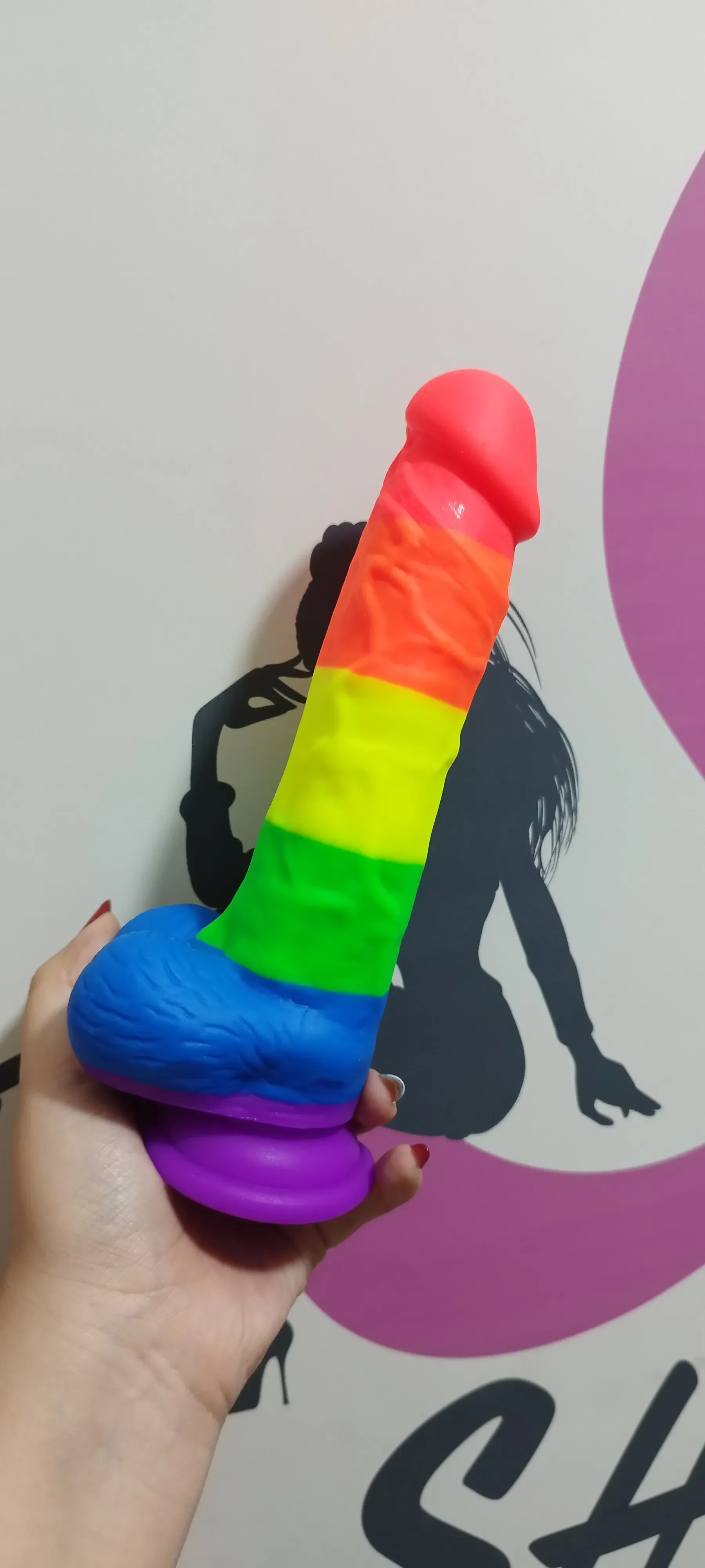 Consolador Arcoiris Con Chupa, Dildo Con Ventosa 20cm