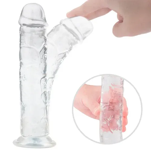 Consolador Con Chupa Transparente, Dildo Con Ventosa