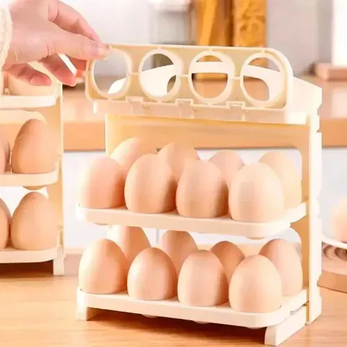 Estante Organizador Huevos Tres Niveles Plegable