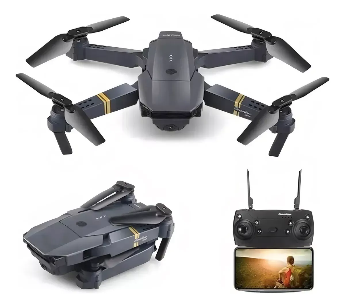 Drone 998 Plegable Con Camara 3 Baterias Negro HD 2.4 GHz